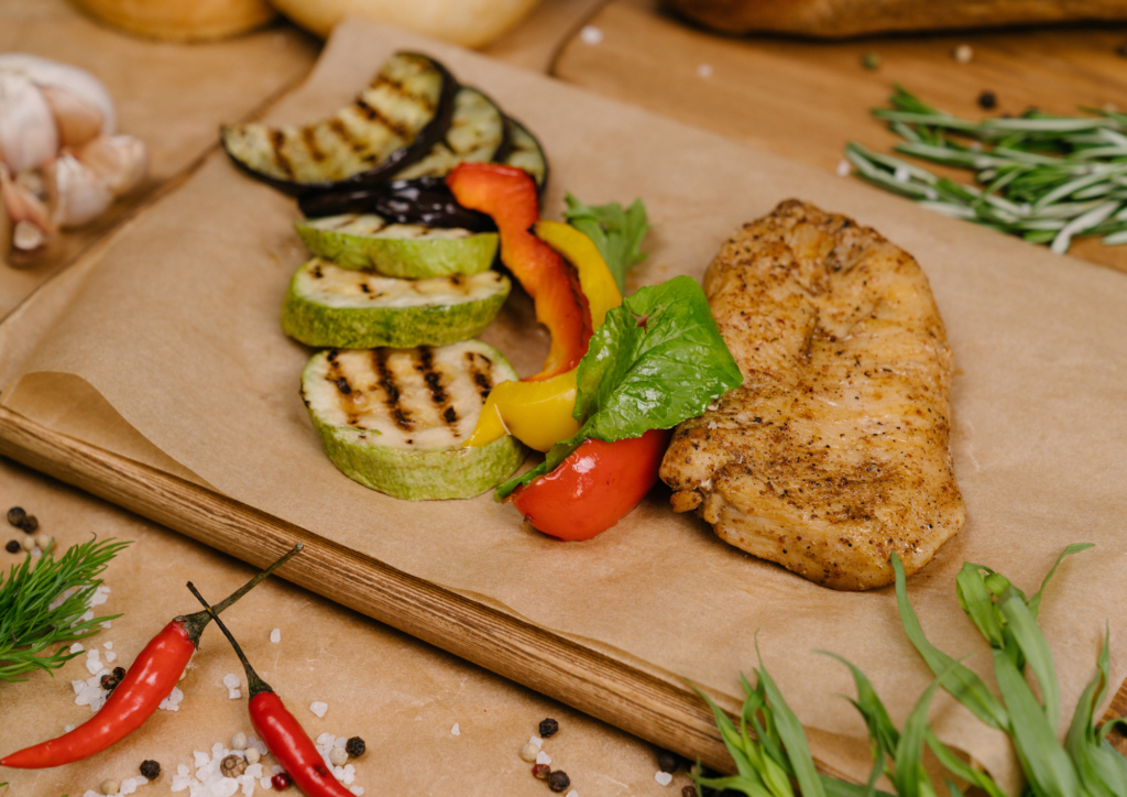 baked chicken and vegetables